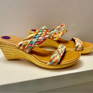Italian Shoemakers Multicolor Woven Wedges